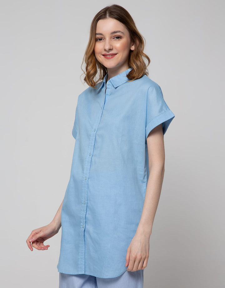 Connexion Short Sleeve Shirt Long With Curved Hem