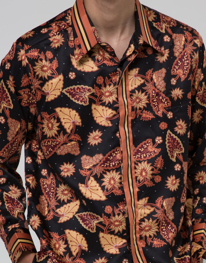 Adikusuma Men's Body Fit Shirt Batik Keladi Leaf