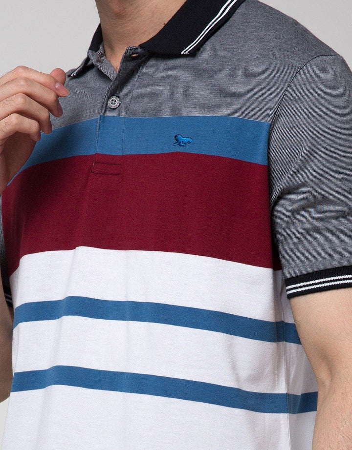 Walrus Kaos Polo Salur Stripe Mode Pria