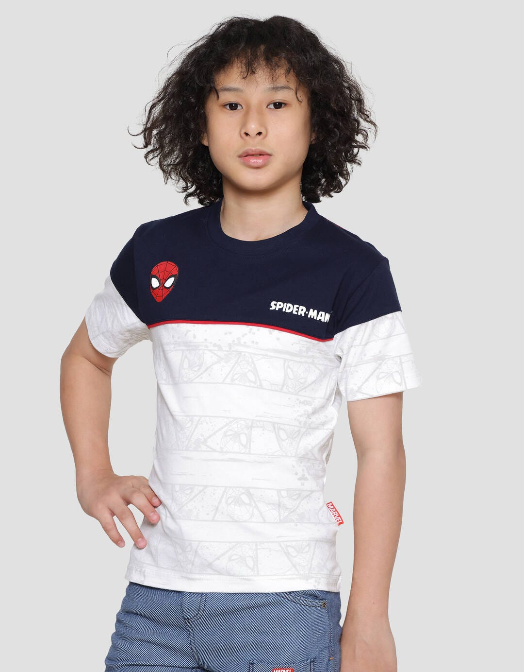 Marvel Avenger Stripe Pattern Kemeja Koko Lengan Pendek Anak Laki-laki main image 1