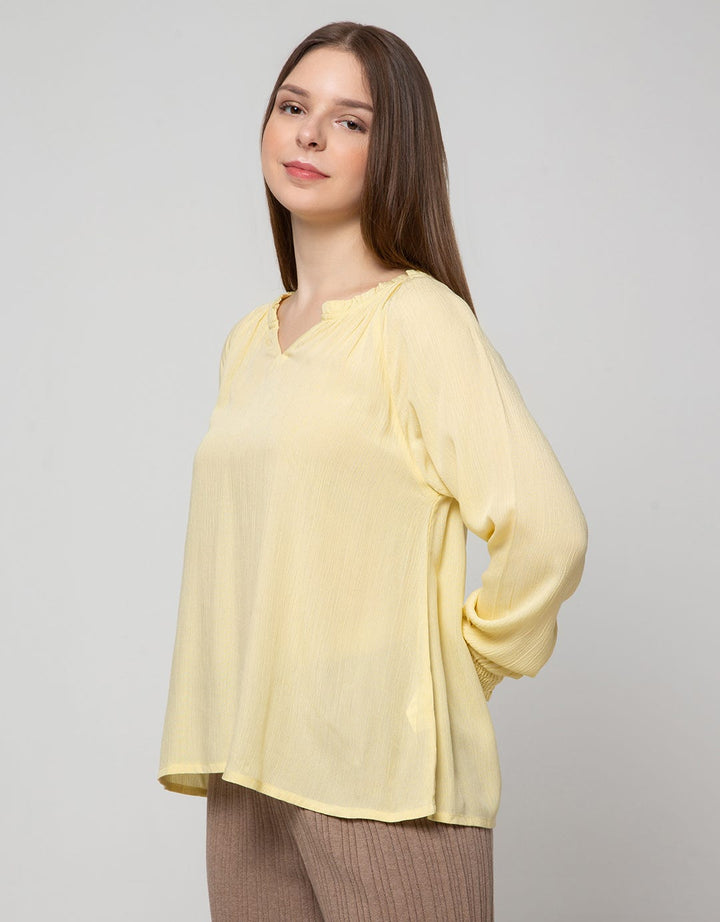 Connexion Long Sleeve Blouse Raglan Crinkle Smok Sleeve