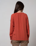 Connexion Long Sleeve Blouse Raglan Crinkle Smok Sleeve