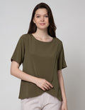 St. Yves Short Sleeve Blouse Overlap Krinkle