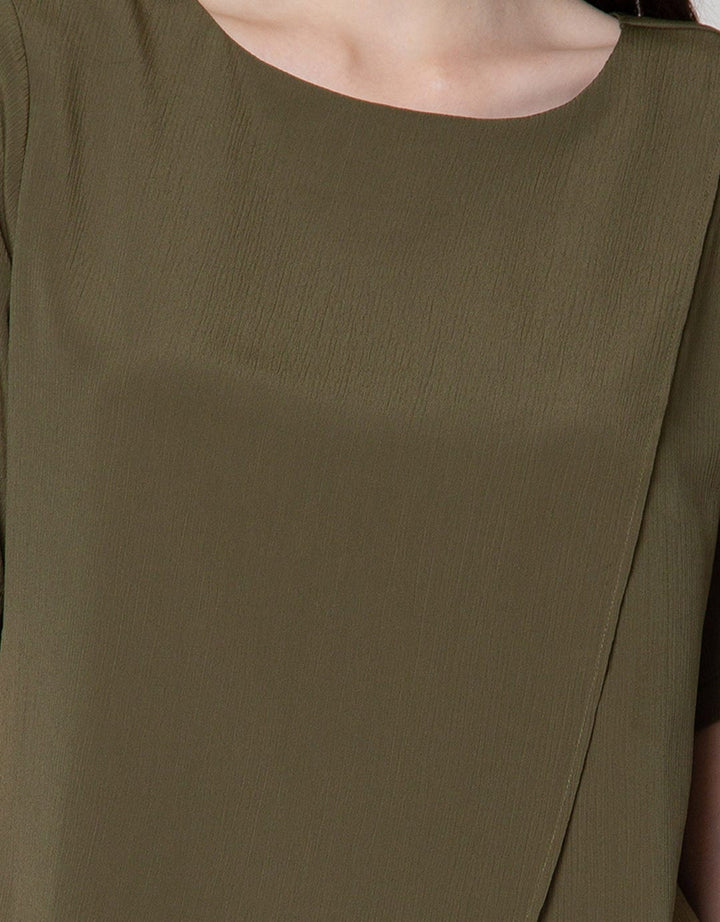 St. Yves Short Sleeve Blouse Overlap Krinkle