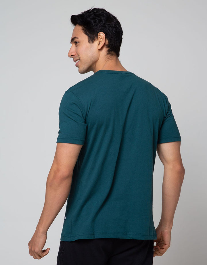 Freeride T-Shirt Pria Green Freeride Kotak Hitam List Putih