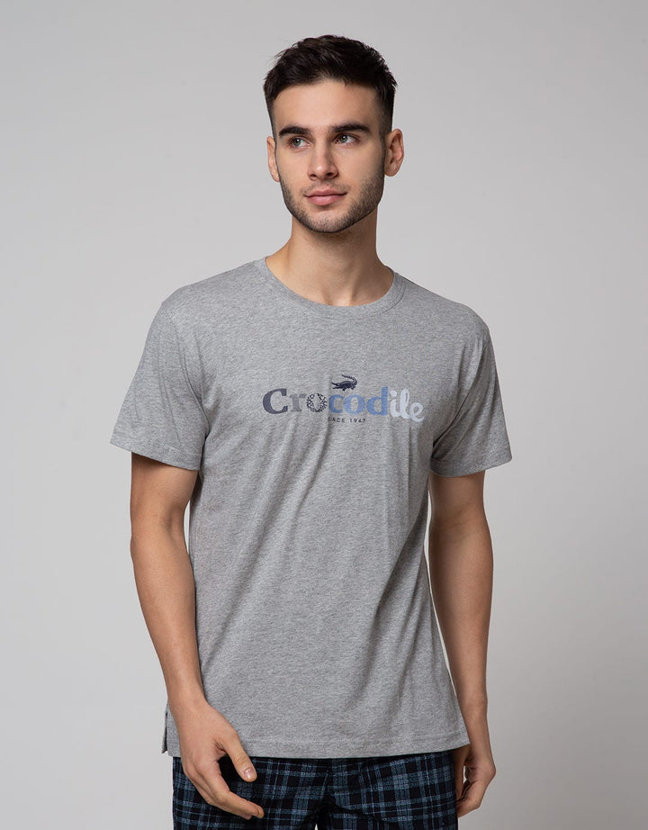 Crocodile Logo Print Graphic Kaos Pria