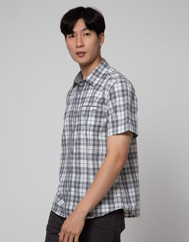 Watchout! Casual Short Sleeve Shirts Plaid Motif