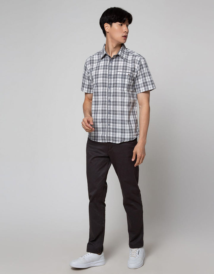 Watchout! Casual Short Sleeve Shirts Plaid Motif