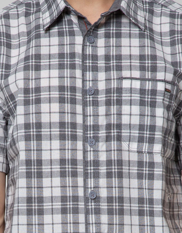 Watchout! Casual Short Sleeve Shirts Plaid Motif