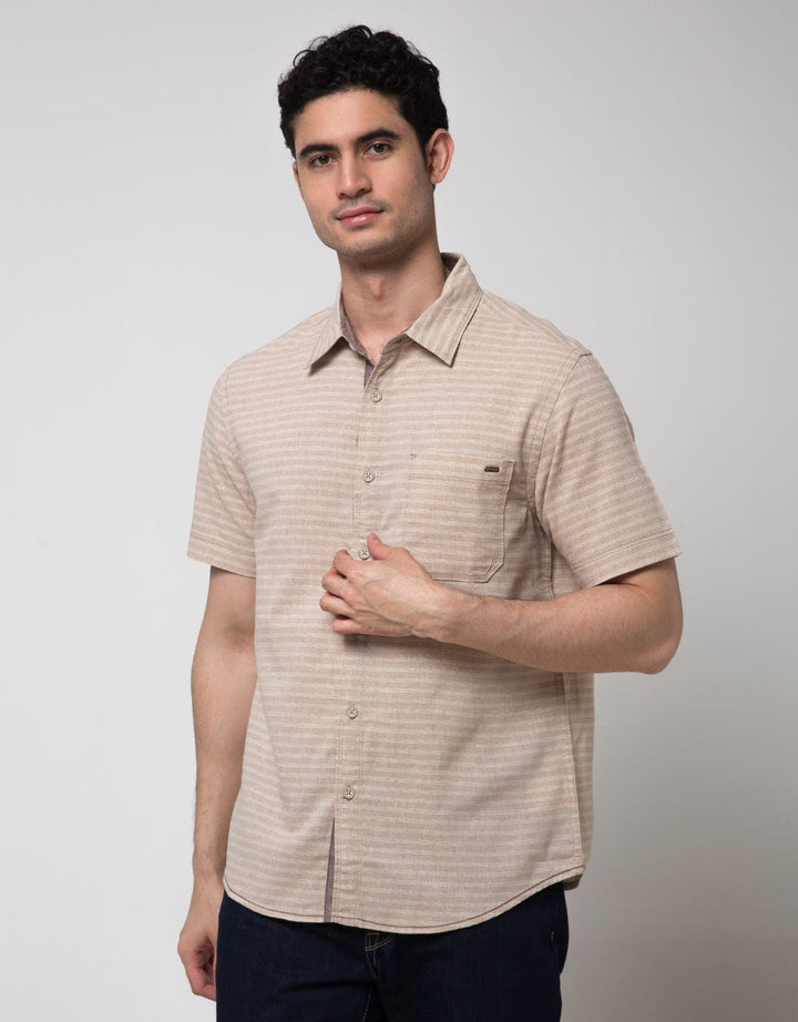 Watchout Casual Short Sleeve Small Stripe Shirt