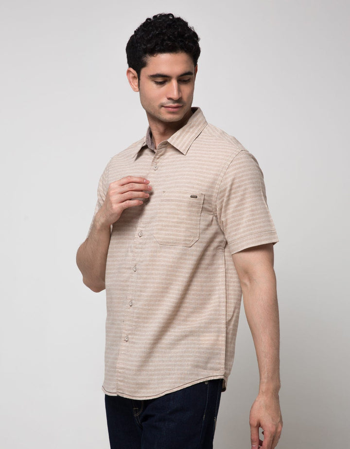 Watchout Casual Short Sleeve Small Stripe Shirt