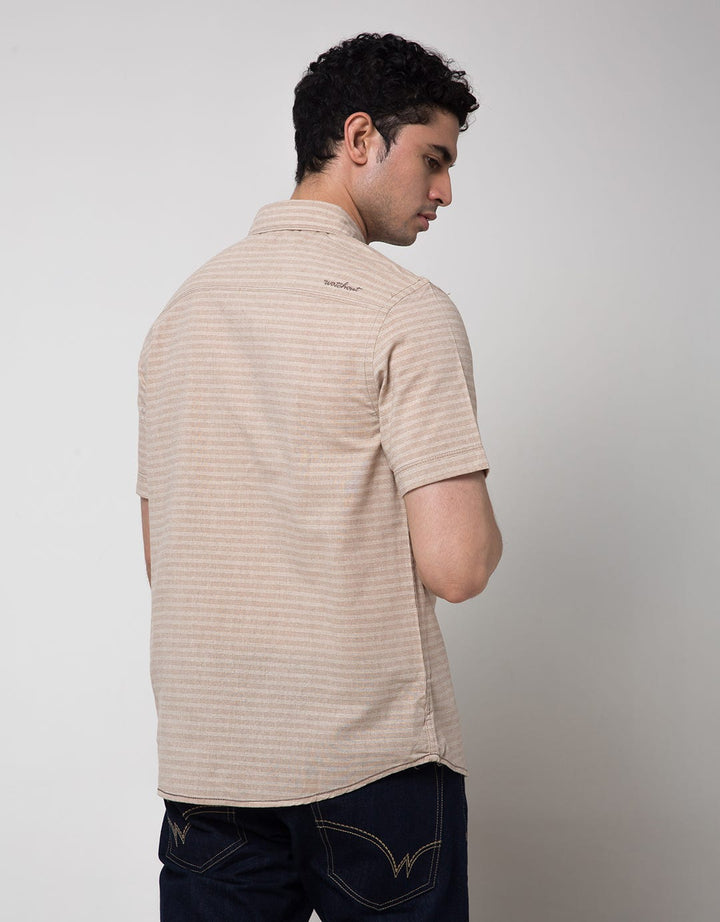 Watchout Casual Short Sleeve Small Stripe Shirt