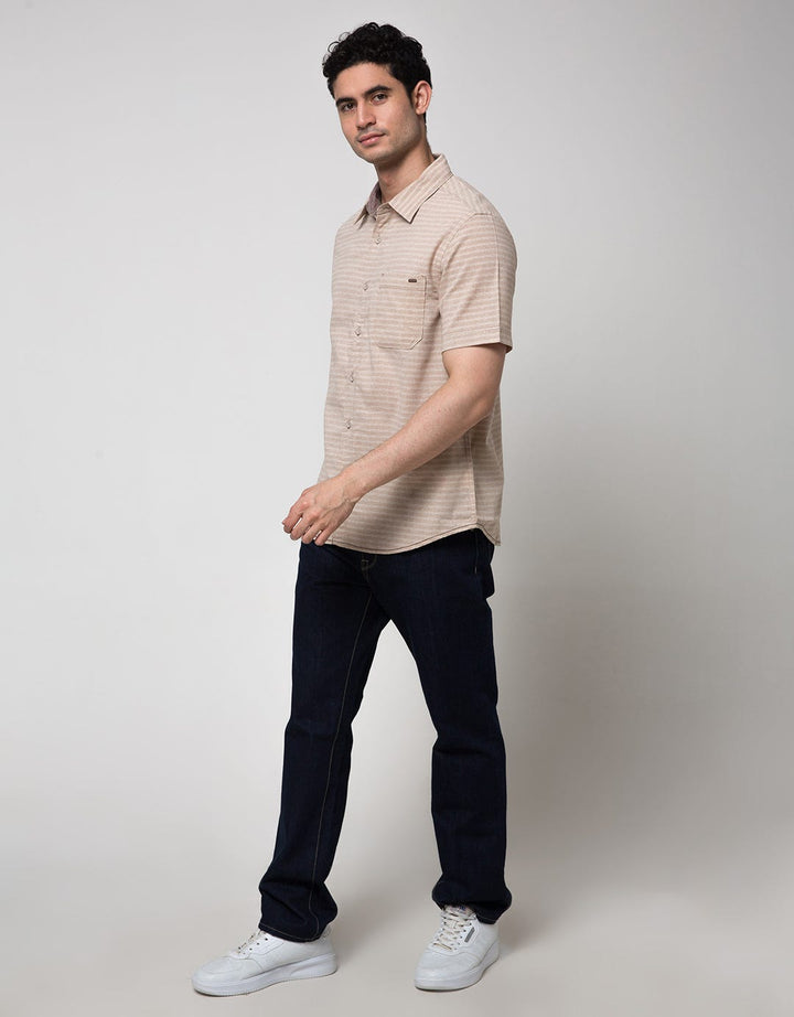 Watchout Casual Short Sleeve Small Stripe Shirt