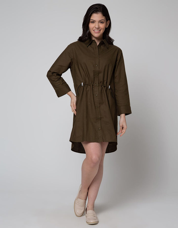 Details Drawstring Waist Dress Wanita