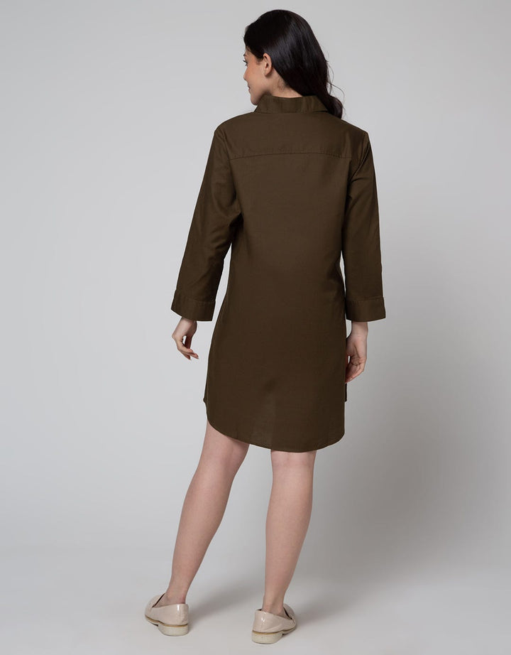 Details Drawstring Waist Dress Wanita