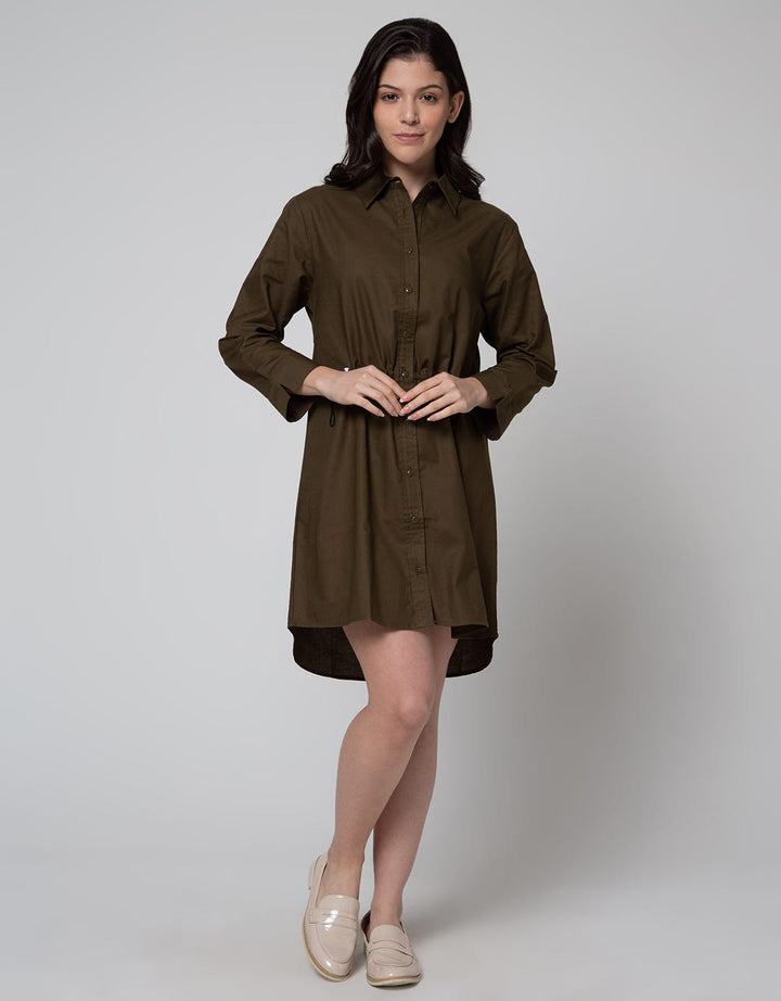 Details Drawstring Waist Dress Wanita