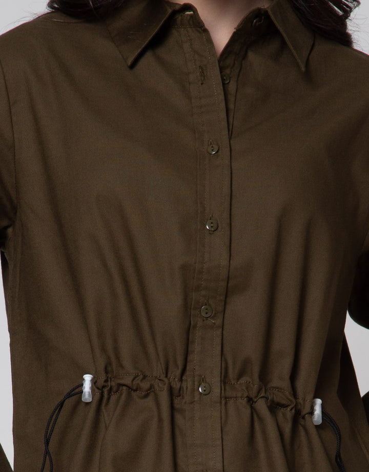 Details Drawstring Waist Dress Wanita