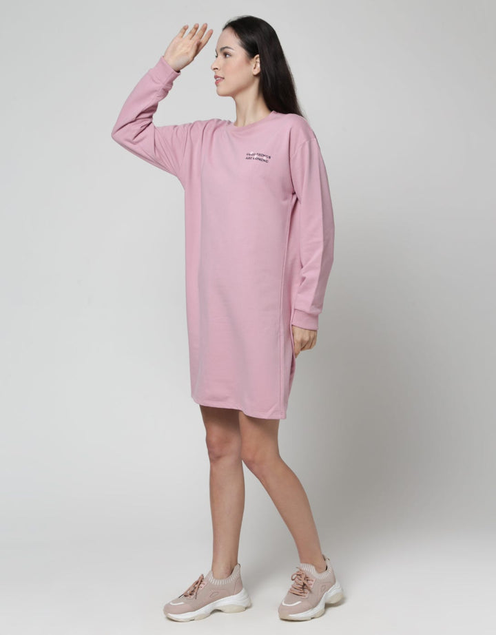 Nevada Long Sleeve Midi Dress Round Neck Good Things Are Coming