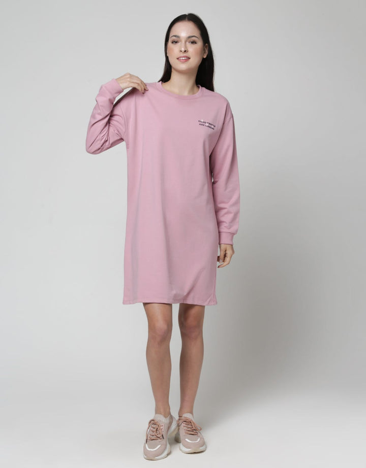 Nevada Long Sleeve Midi Dress Round Neck Good Things Are Coming