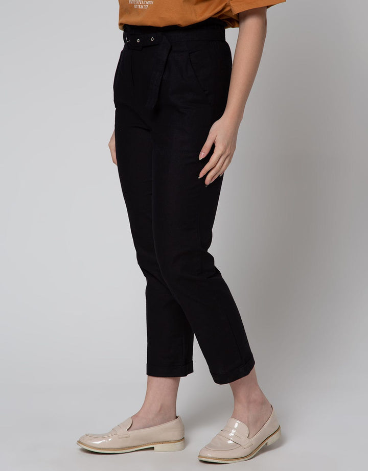 Connexion Hi Waist Paperbag Ankle Pants With Ramie Belt