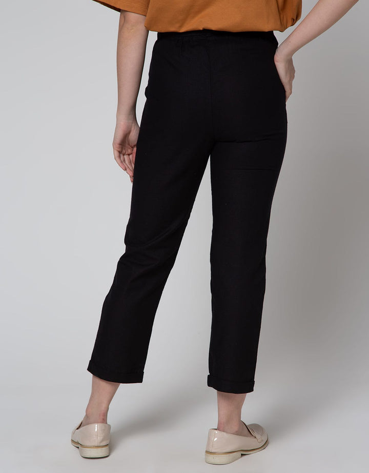 Connexion Hi Waist Paperbag Ankle Pants With Ramie Belt
