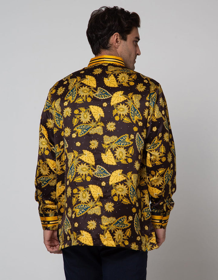 Adikusuma Men's Body Fit Shirt Batik Keladi Leaf