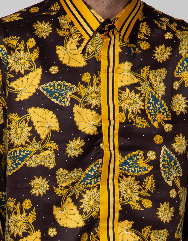 Adikusuma Men's Body Fit Shirt Batik Keladi Leaf