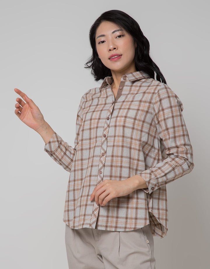 Triset Ladies Checks Print Blouse Wanita