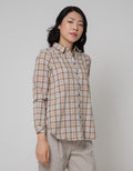 Triset Ladies Checks Print Blouse Wanita