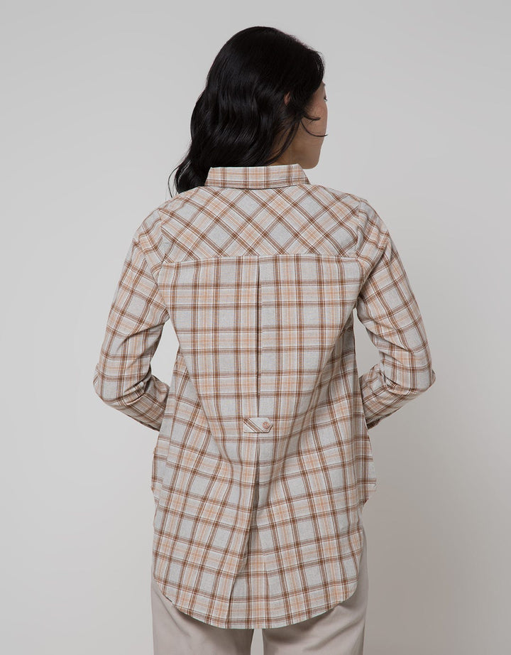 Triset Ladies Checks Print Blouse Wanita