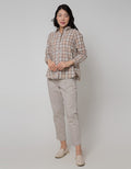 Triset Ladies Checks Print Blouse Wanita