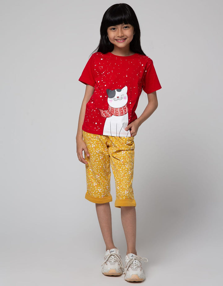 Little M Short Pants Knit Full Print Flower