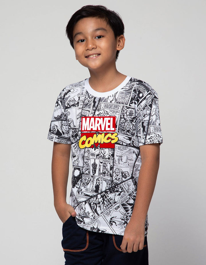 Marvel Comics Word Print Kaos Anak Laki-Laki
