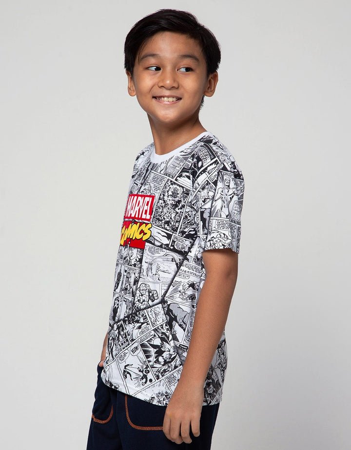 Marvel Comics Word Print Kaos Anak Laki-Laki