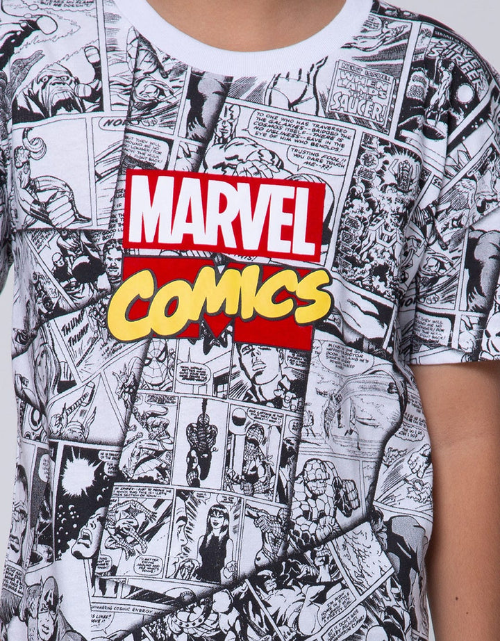 Marvel Comics Word Print Kaos Anak Laki-Laki