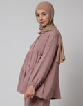 Annisa Long Sleeve Blouse Tiered Gradation Contrast Shirt