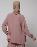 Annisa Long Sleeve Blouse Tiered Gradation Contrast Shirt