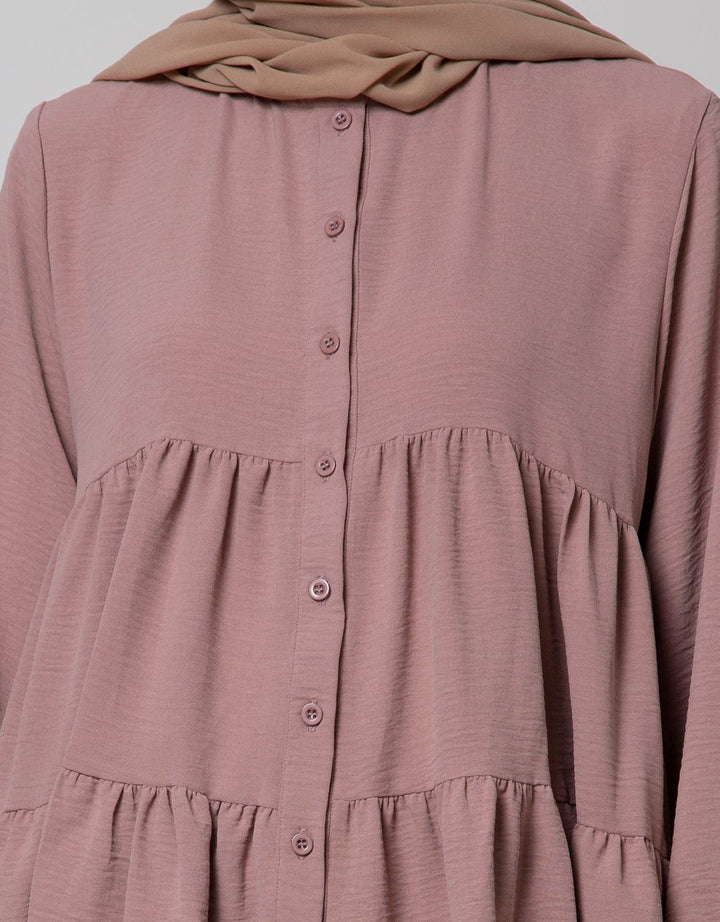 Annisa Long Sleeve Blouse Tiered Gradation Contrast Shirt