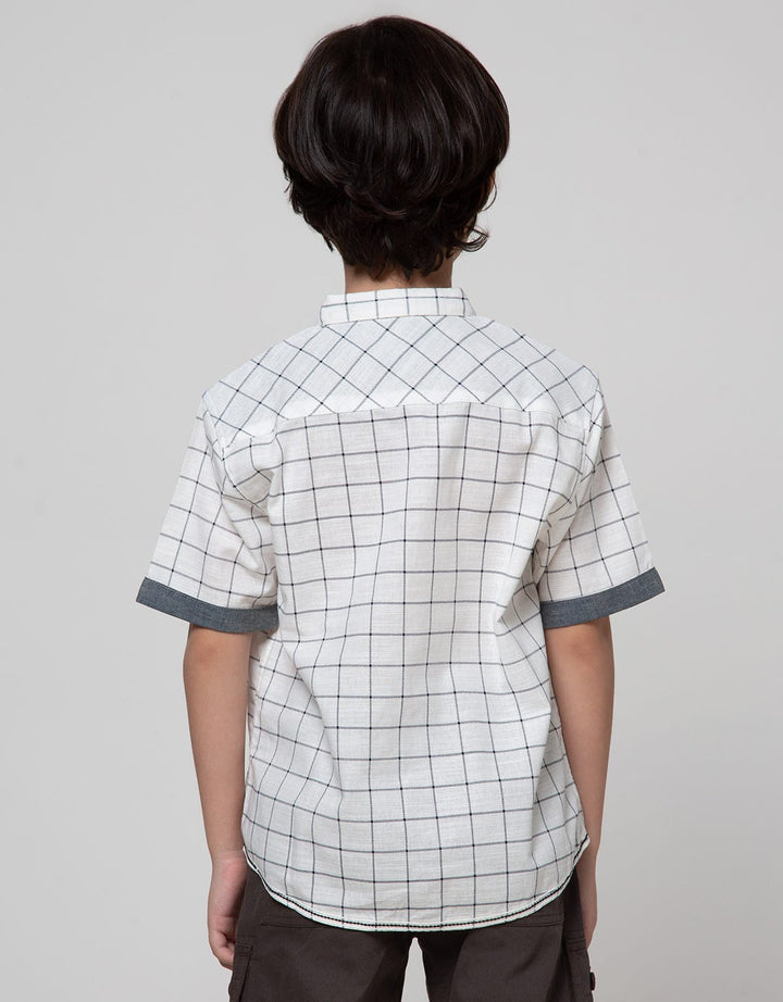 Little M Short Sleeve Square Print Shirt