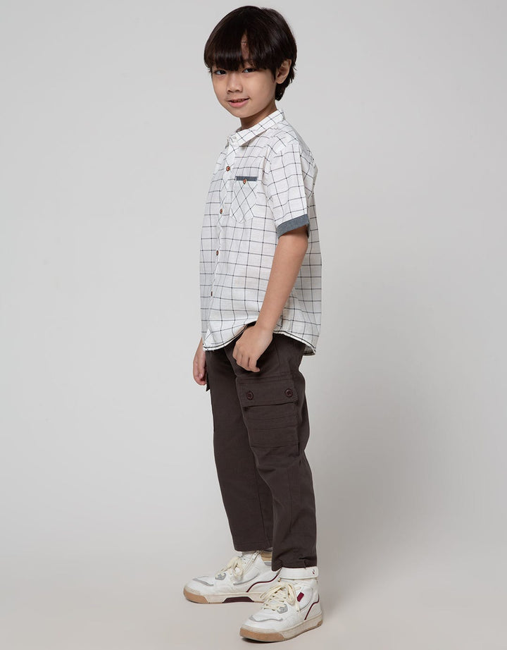 Little M Short Sleeve Square Print Shirt