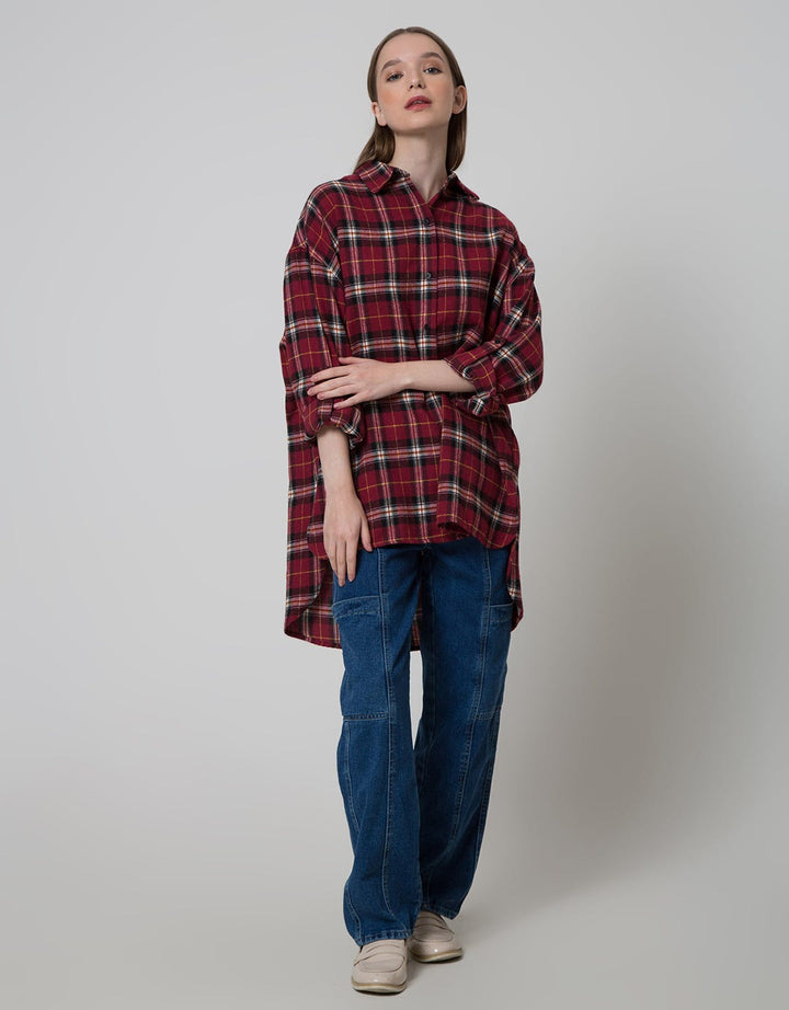 Nevada Long Shirt Oversized Flannel Check