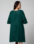 St. Yves Short Sleeve Midi Dress Laces With Emboss Fabric
