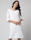 St. Yves Short Sleeve Midi Dress Laces With Emboss Fabric