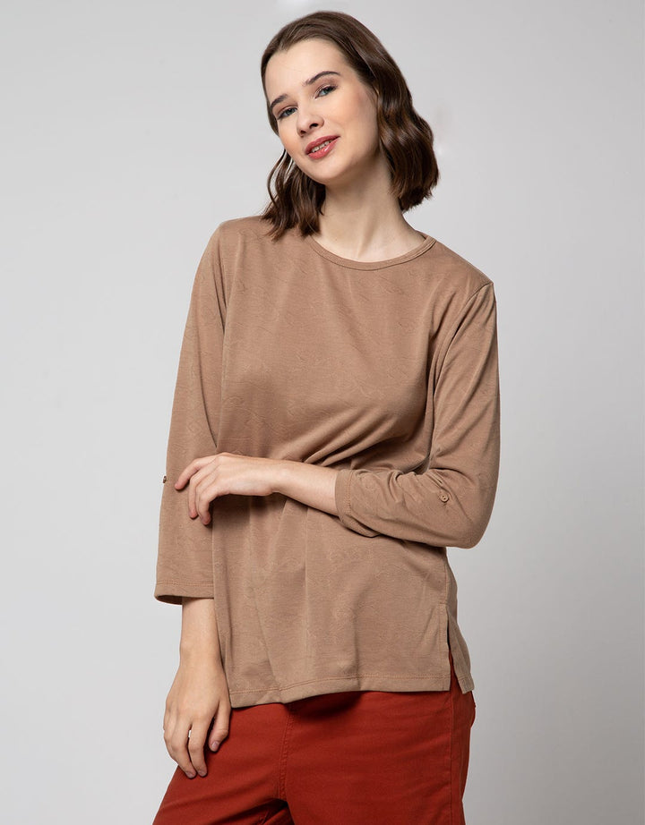 St. Yves Kaos Lengan Panjang Texture Bunga Garis Wanita