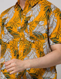 Walrus Kemeja Lengan Pendek Print Leaves Pria