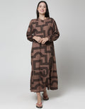 St. Yves Maroon Line Women's Long Sleeve Maxi Dress