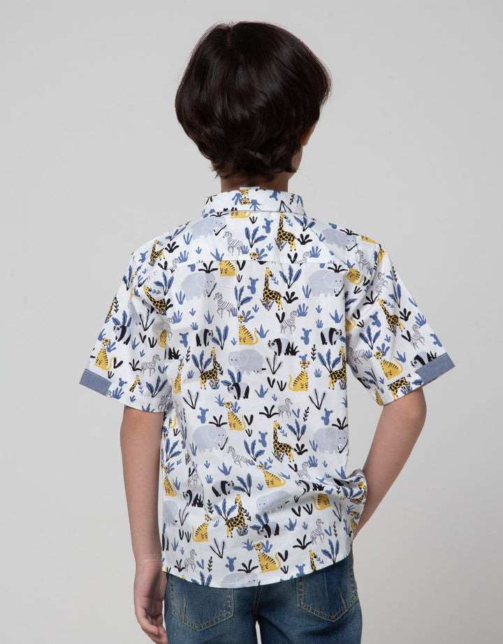 Little M Short Sleeve Kemeja Animal Bowtie