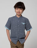 Little M Short Sleeve Kemeja Koko Casual Texture
