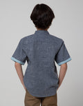 Little M Short Sleeve Kemeja Koko Casual Texture