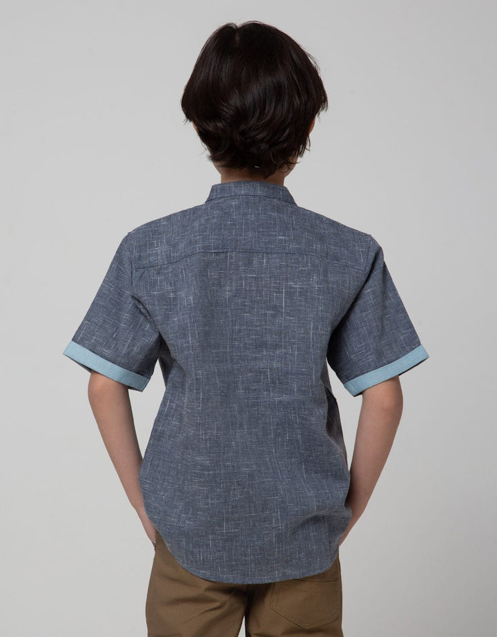 Little M Short Sleeve Kemeja Koko Casual Texture